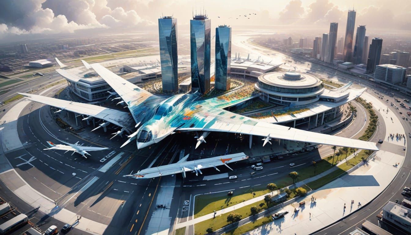 Bird's Eye View of Metropolis Airport in 3D