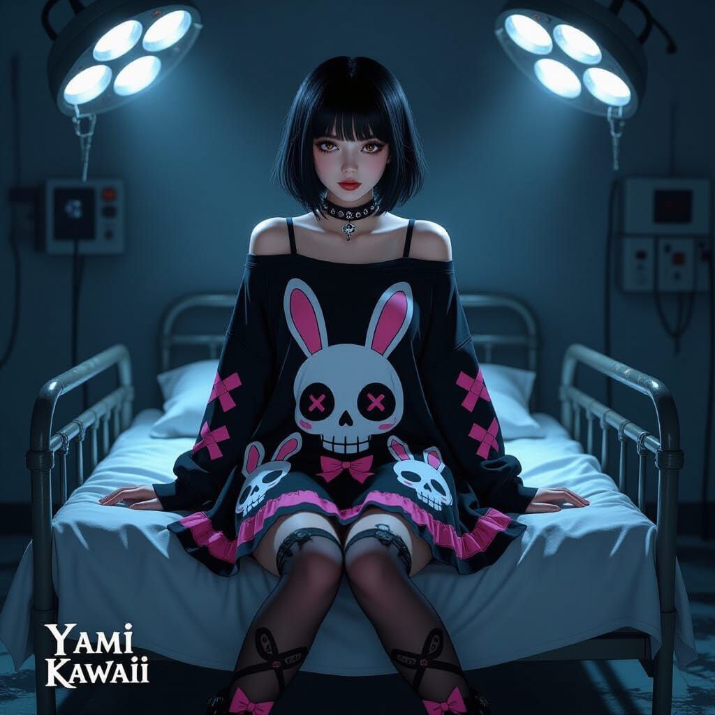 Yami Kawaii Fashion in Abandoned Hospital, Anime Style