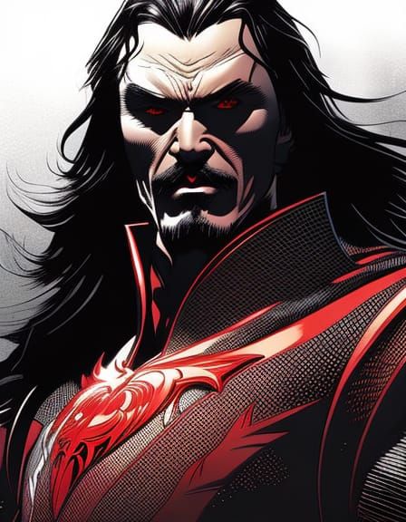 Morbius and Dracula Portrait Inspired by Hokusai and Sin Cit...