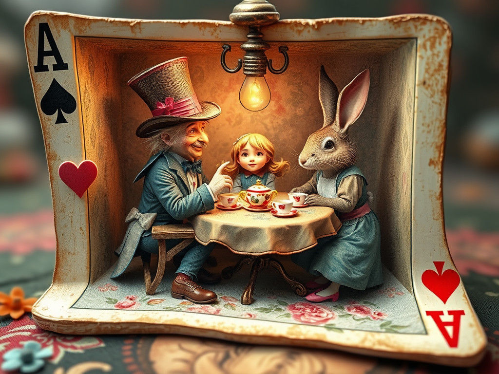 Mad Hatter's Tea Party in 3D Playing Card