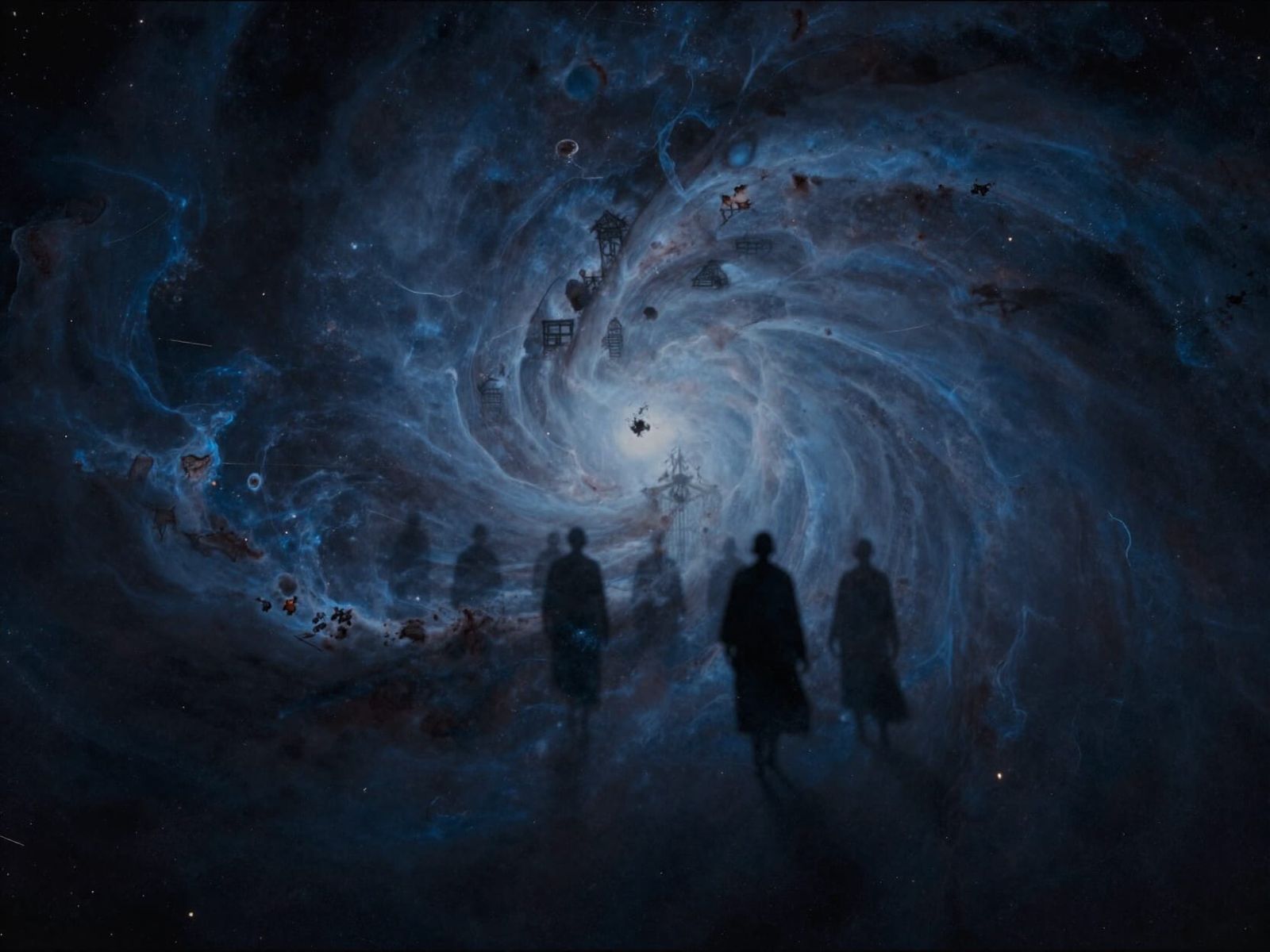 Cosmic Procession into Void, Rembrandt & Blake Style
