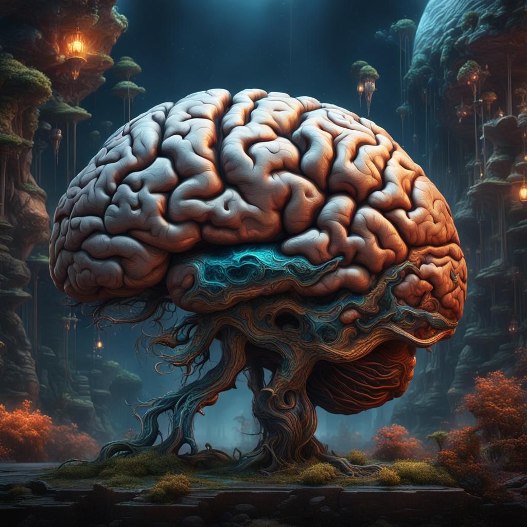 Detailed Matte Painting of a Human Brain