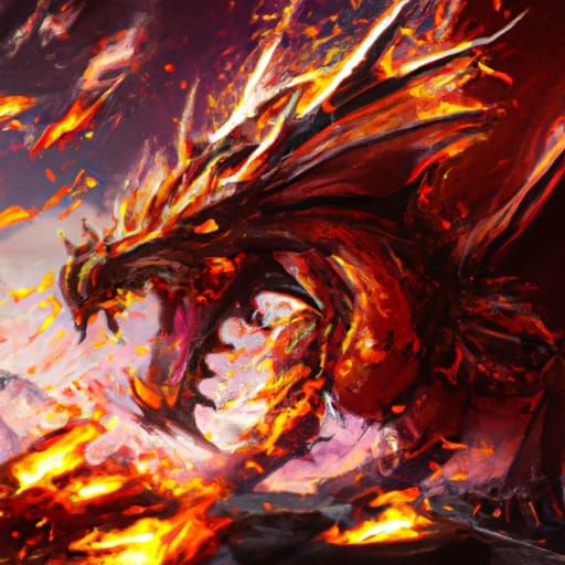 Fearsome Crimson Dragon in Sea of Flames