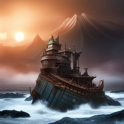 Dragon on Gark Sea: Detailed Matte Painting