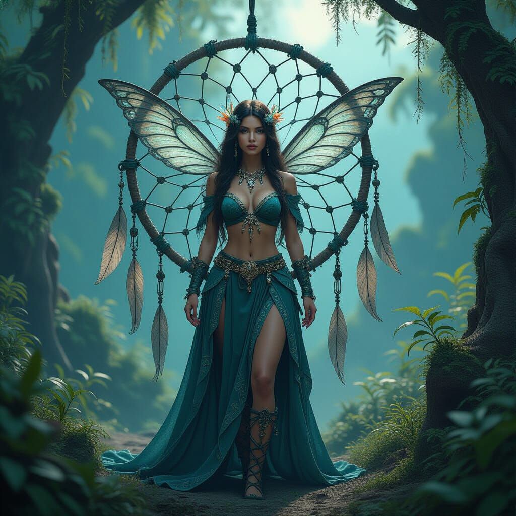 Ethereal Fairy Dreamcatcher in Fantasy Landscape