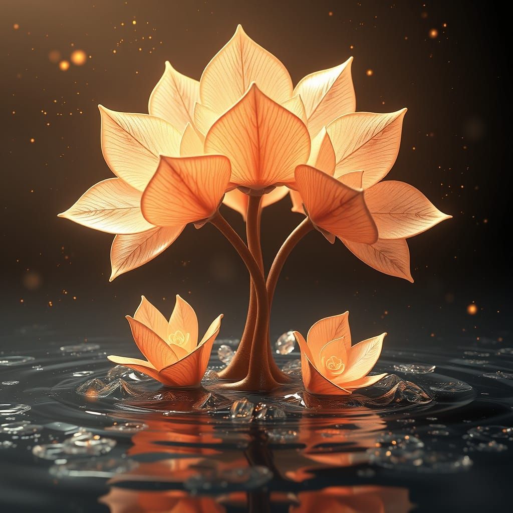 Fractal Blooms Rise from Crystalline Water in Zen Surreal St...
