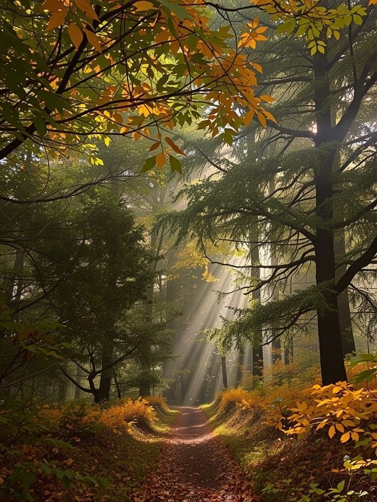 Atmospheric Autumn Forest Cinematic Film Still