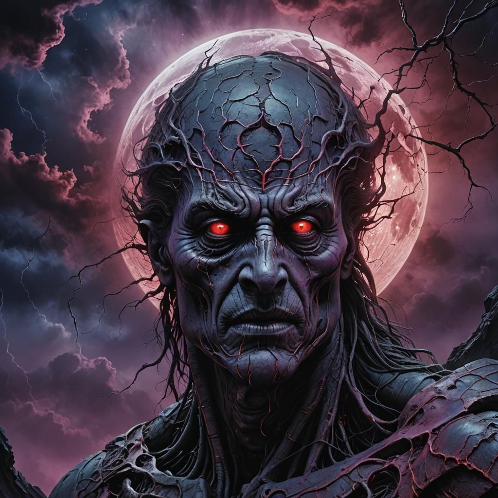 Eerie Face in the Moon: A Dark Fantasy Matte Painting