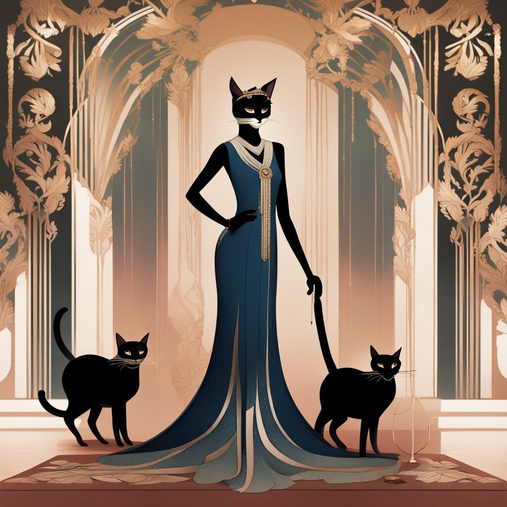 1920s Cat Models in Art Deco Style