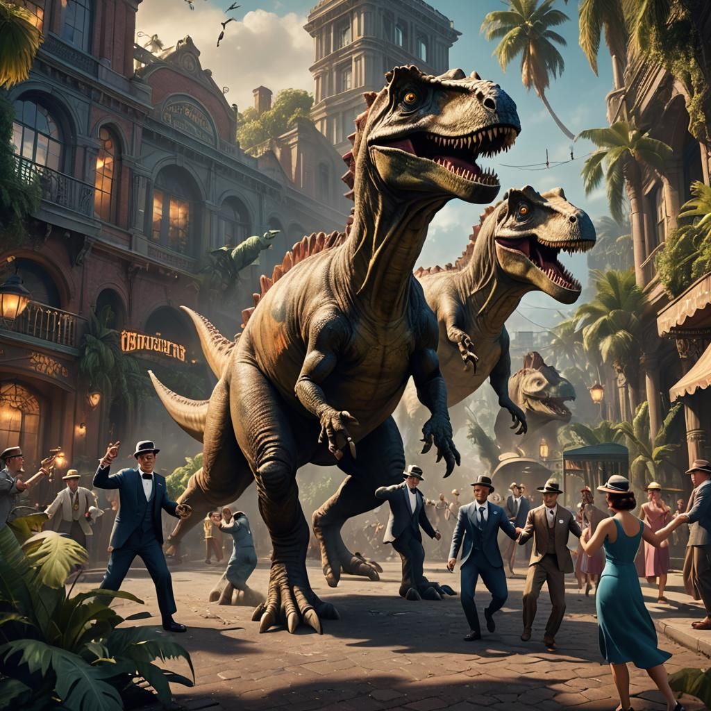 Roaring Twenties Dinosaurs Dancing the Charleston