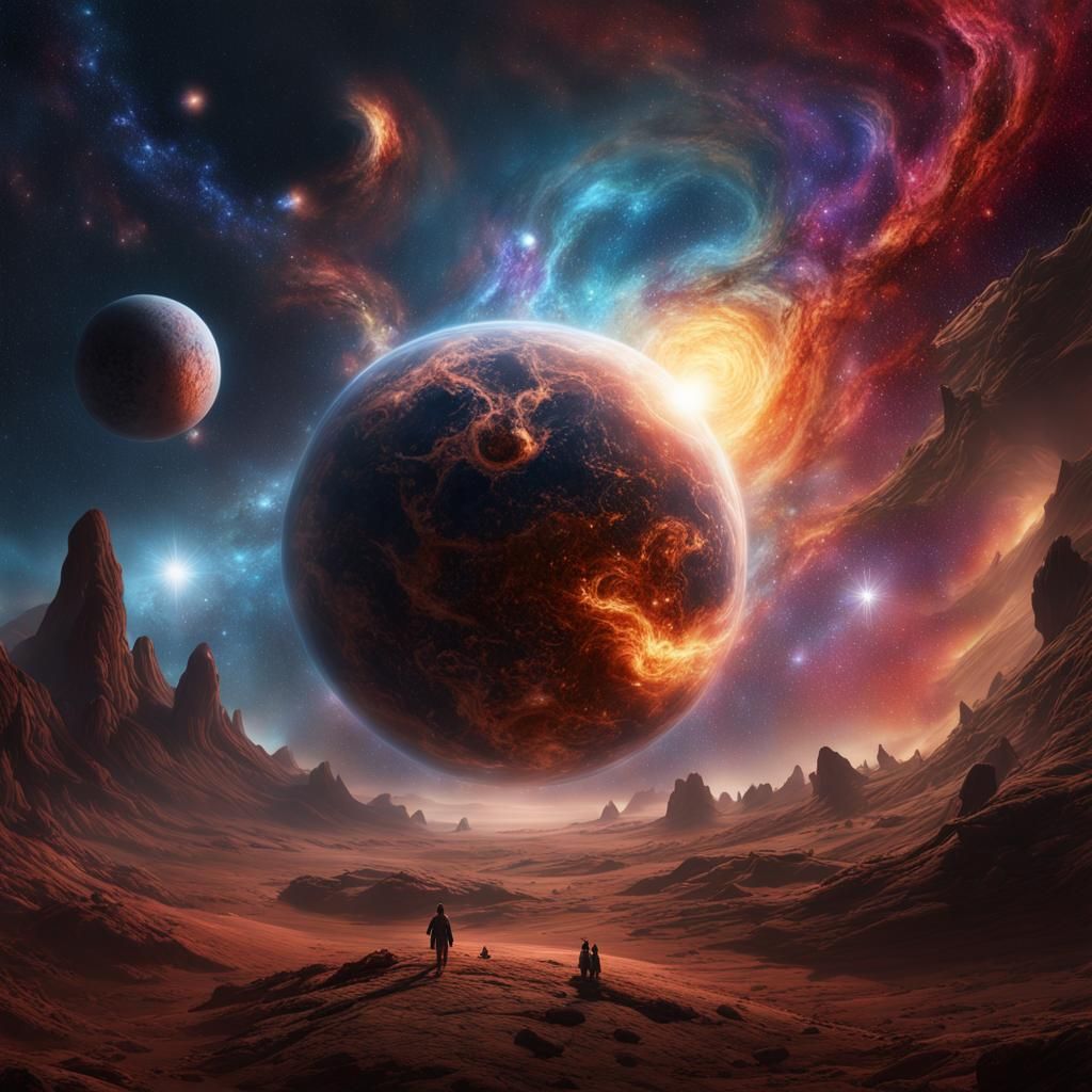 Cosmic Birth of a Galaxy: Detailed Matte Painting