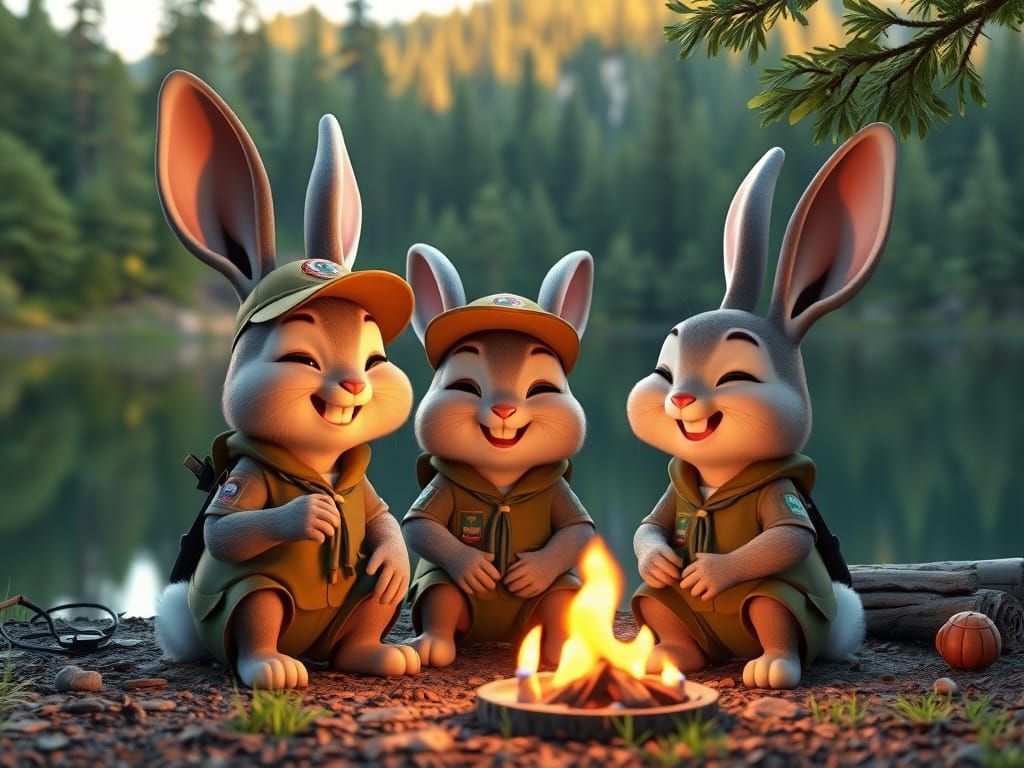 Boy Scout Bunnies making camp