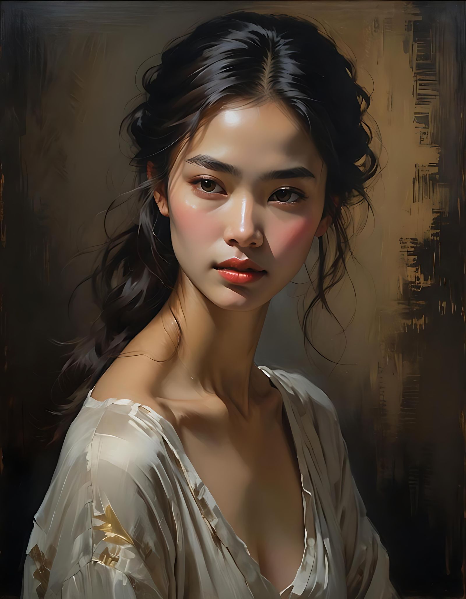 Surreal Candlelit Portrait with Alcohol Ink Details