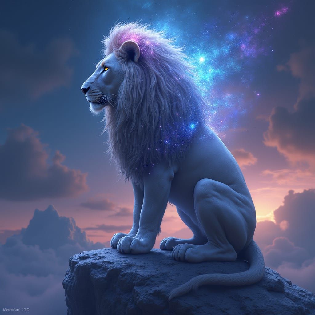 Majestic Lion Radiates Cosmic Energy
