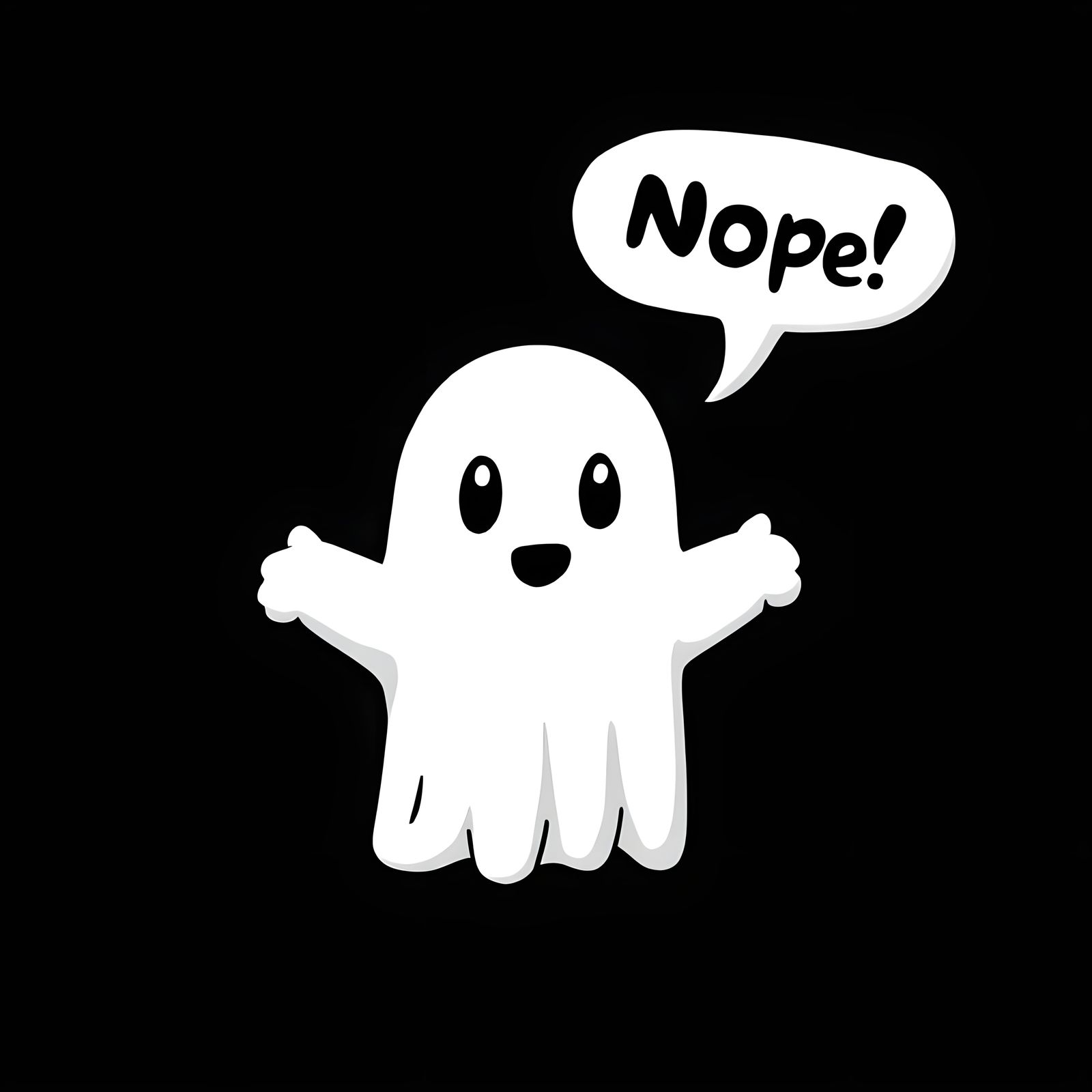 Cute Ghost "Nope!" T-Shirt Design in Bold Cartoon Style
