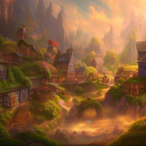 Fantastical Fairy Town in Detailed Matte Painting