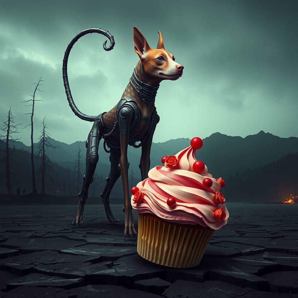 Surreal Biomechanical Hound Rises in a Haunting Post-Apocaly...