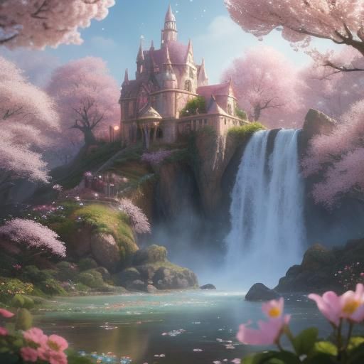 Romantic Kiss in a Whimsical Fantasy Garden