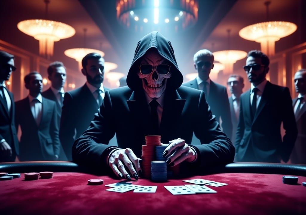 Grim Reaper Plays Poker in a Film Noir Casino