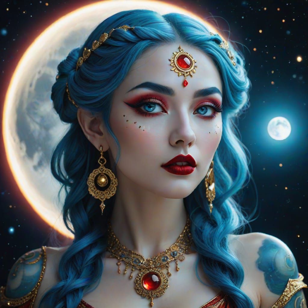 Seductive Moon Goddess Luna Seana, Digital Art