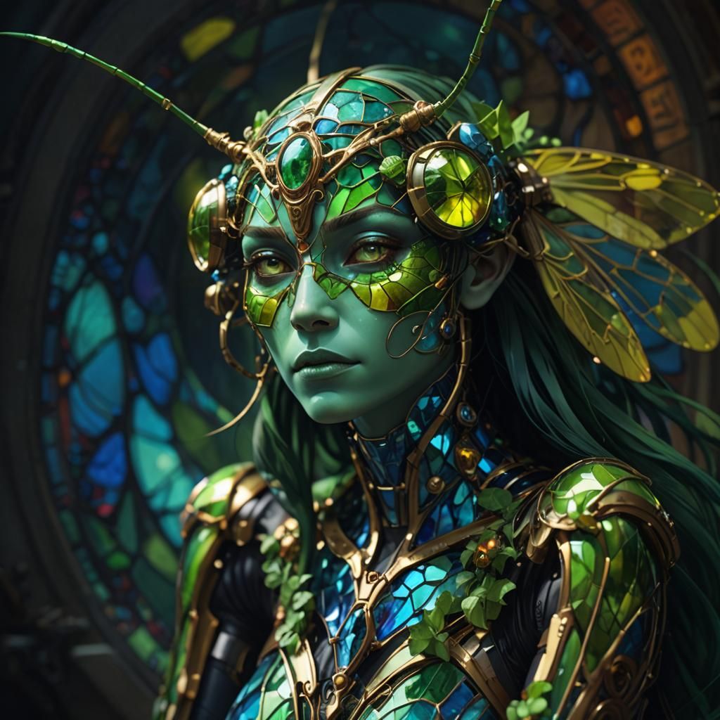 Insect Humanoid Portrait in Hyperdetailed Art Style