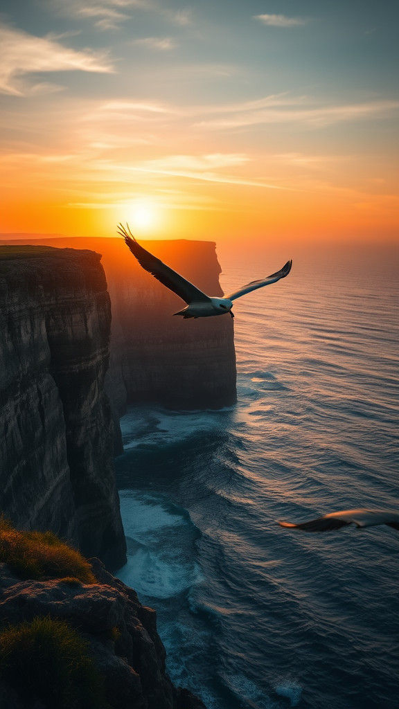 Hyperrealistic Sunset Cliffside Sea View in 64K