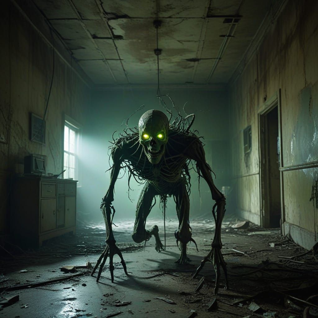 Eerie Abandoned Asylum in Dark Fantasy Style