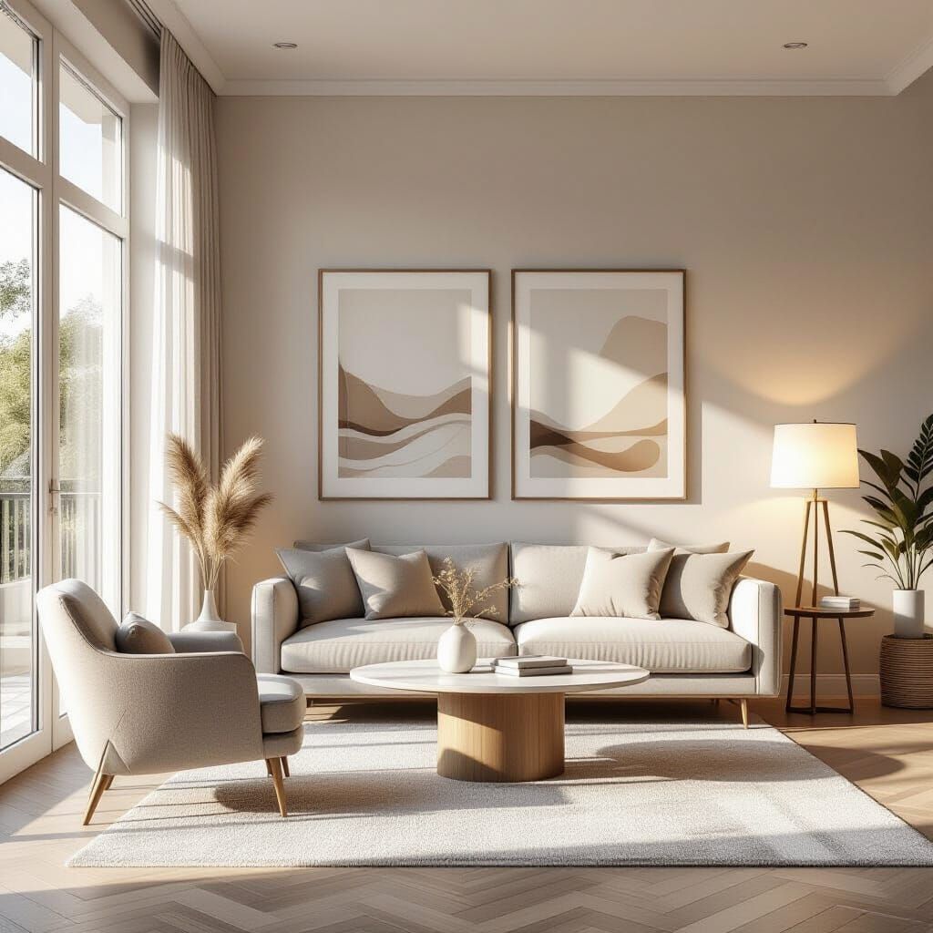 Spacious Modern Living Room with Bright Morning Light