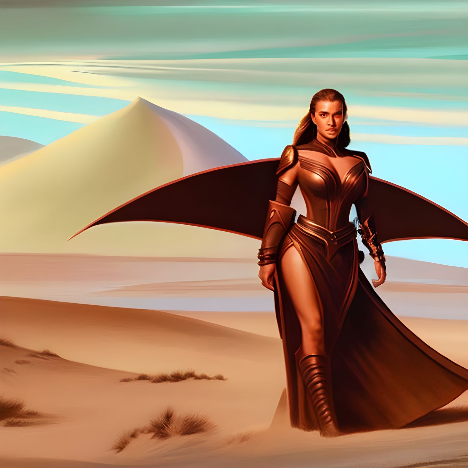 Beautiful Dune Woman in Sci-Fi Concept Art