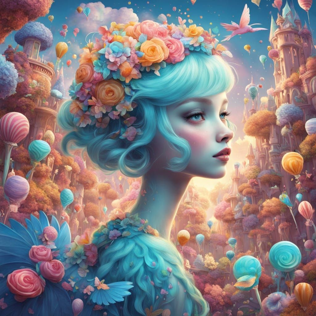 Turquoise Fairy Dancing in Candy Art Style