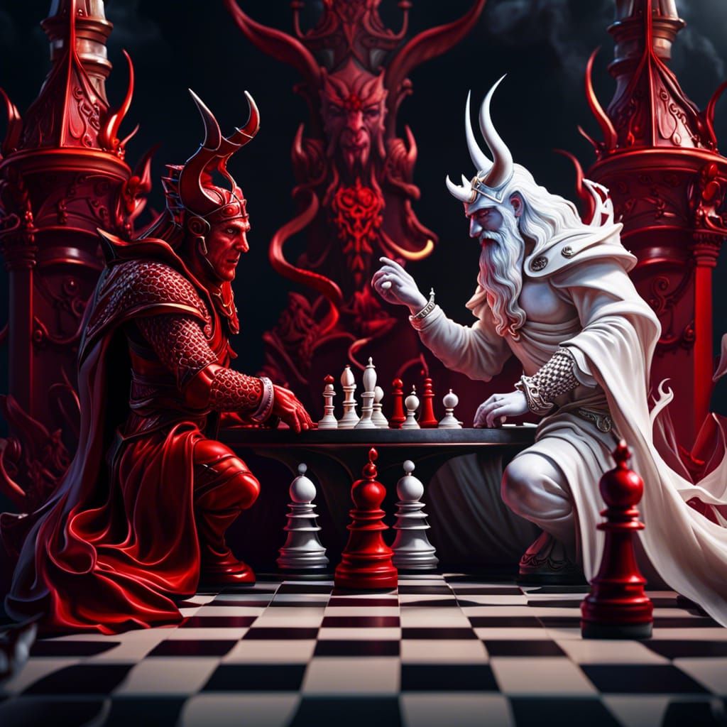 God and Satan Play Chess: Fantasy Concept Art