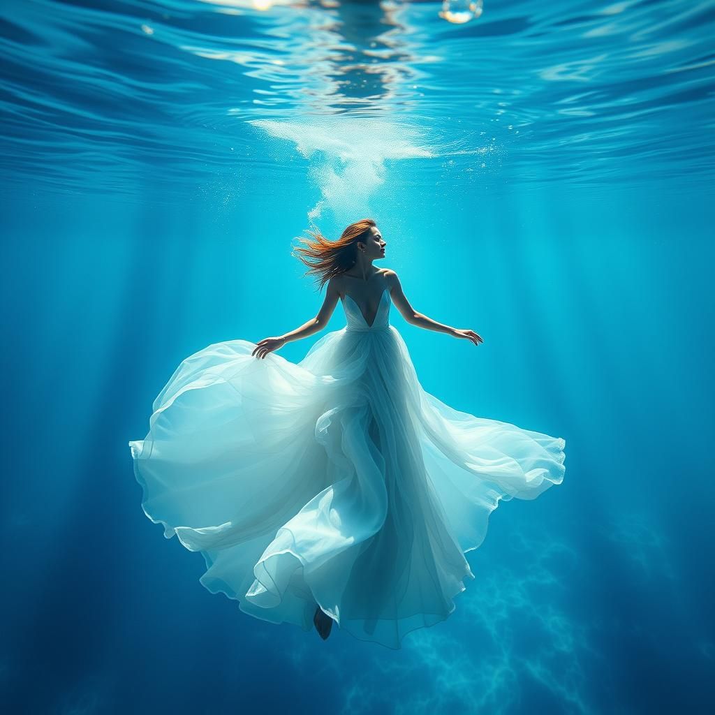 Ethereal Underwater Bride in Digital Painting Style