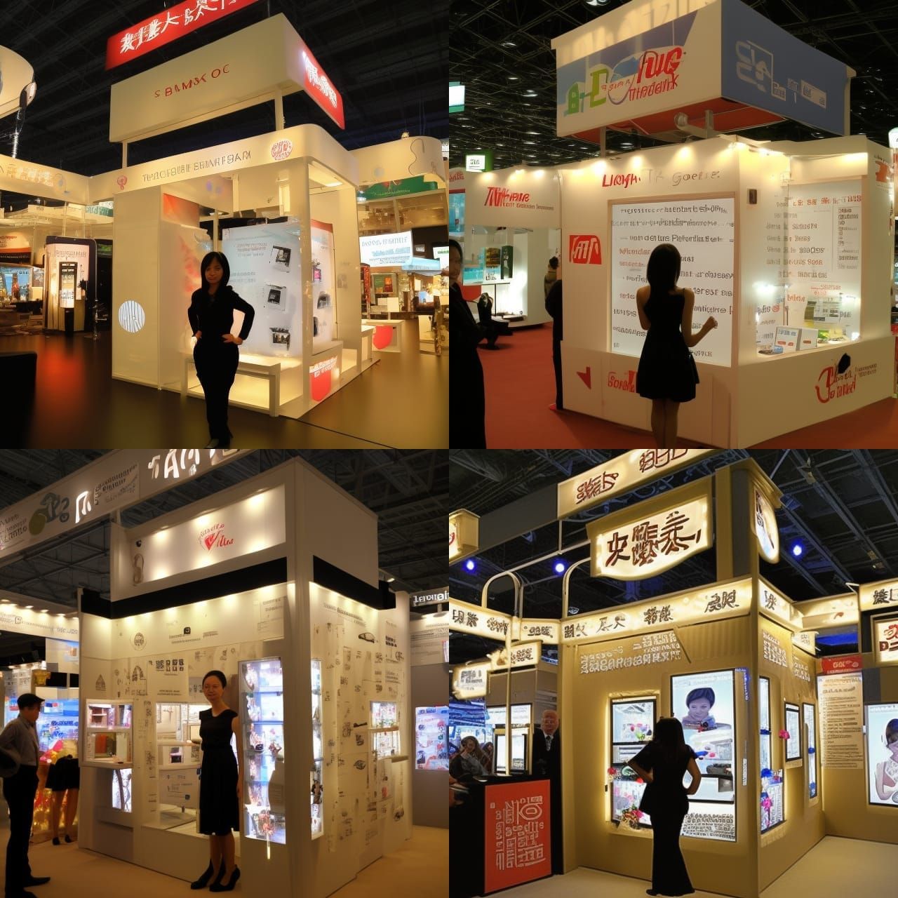 Trade Show Kiosk with Light Bulbs and Woman