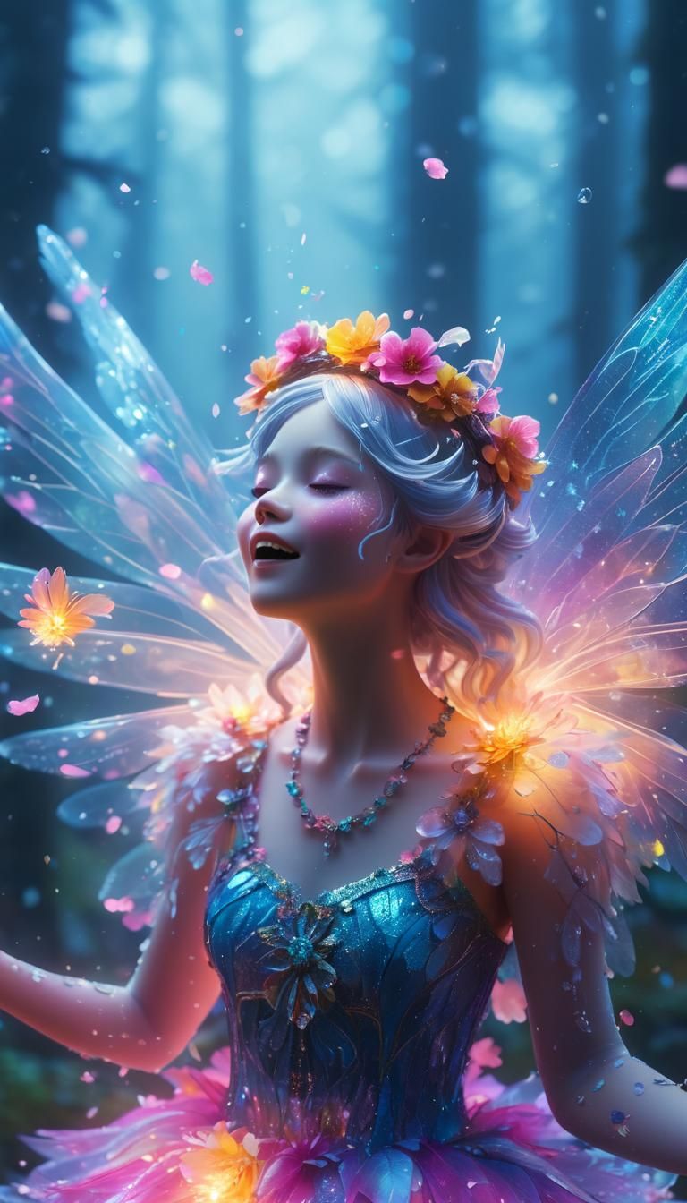 Object: Living object - Fairy Idol.
Setting: Magical forest, shrouded in fog and covered with flower petals.
Action: The...