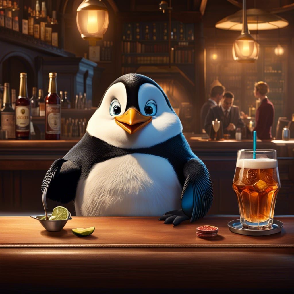 Ein Pinguin in der Luna Bar