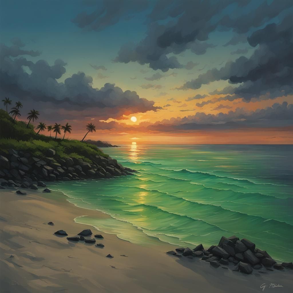 Calming Sunset on Beach with Sinister Aesthetic