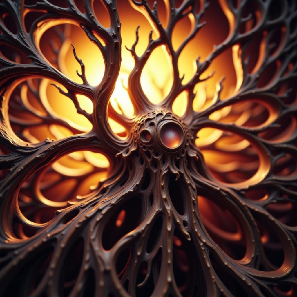 Detailed Wood Sculpture with Organic Textures