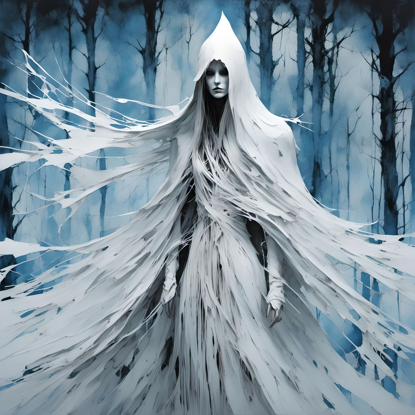 <lora:Woodsplash:1.0> White witch