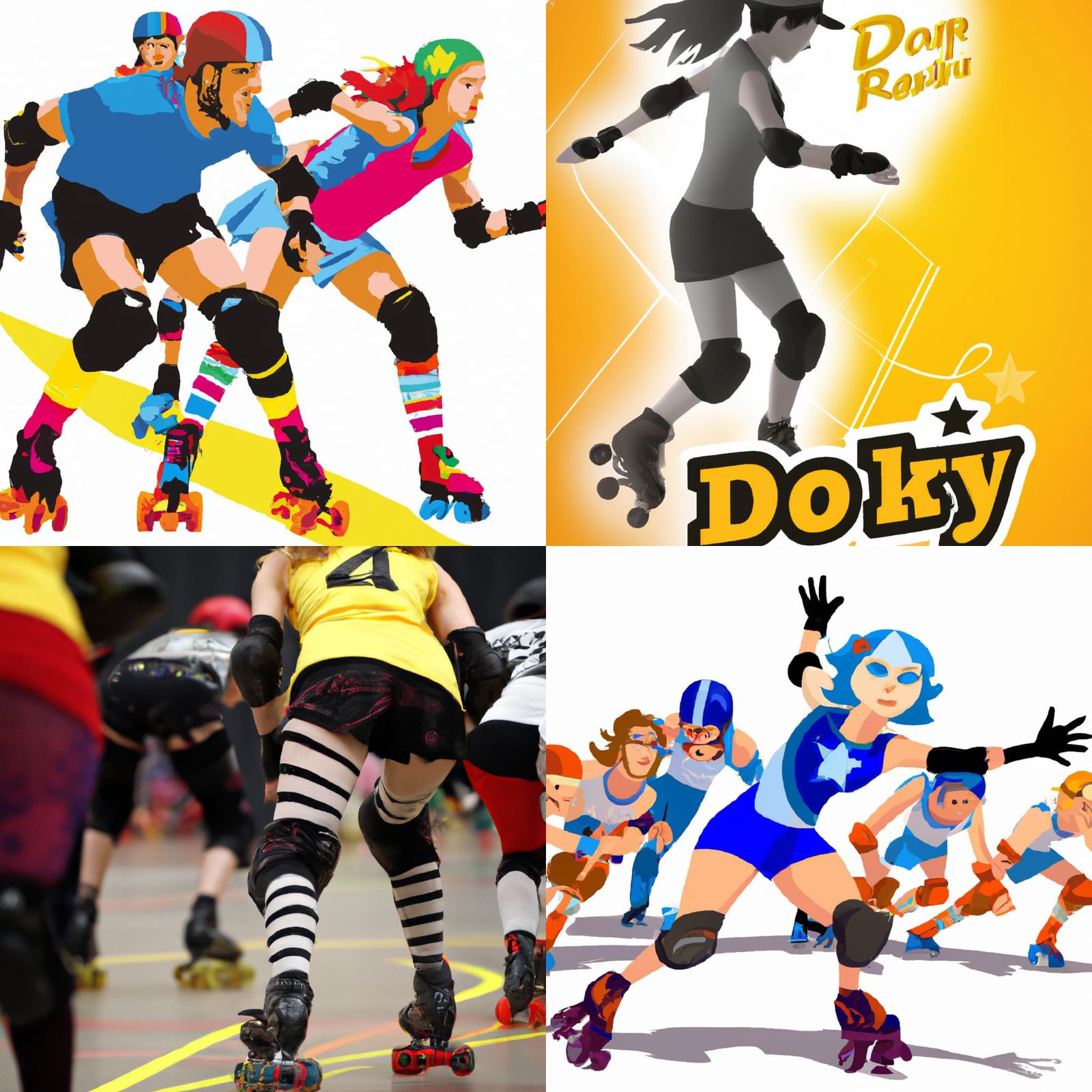 Roller Derby Action in Retro 70s Style