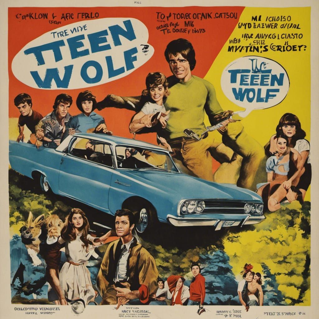 Retro Movie Poster for Teen Wolf, 1960s Style