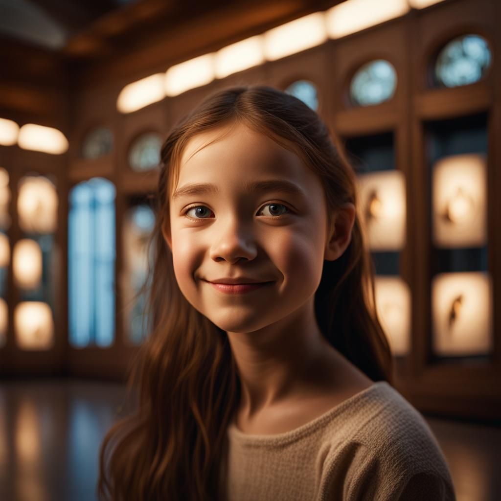 Photorealistic Portrait of a Girl with Natural Beauty