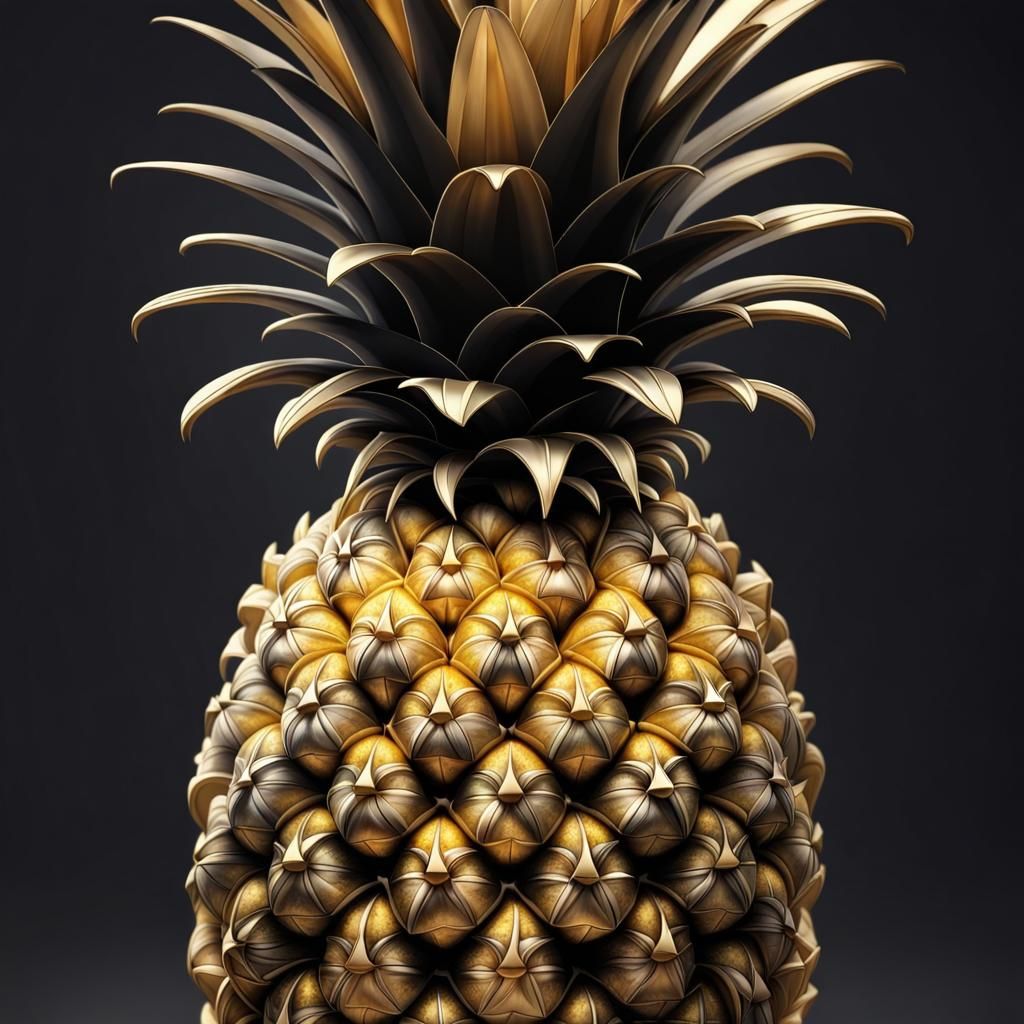 Golden Brain Pineapple: Hyperdetailed AI Art