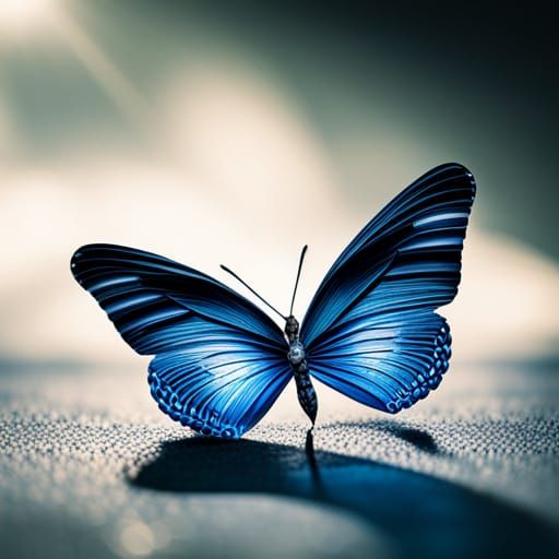 Hyperrealistic Blue Butterfly Swarovski Figurine