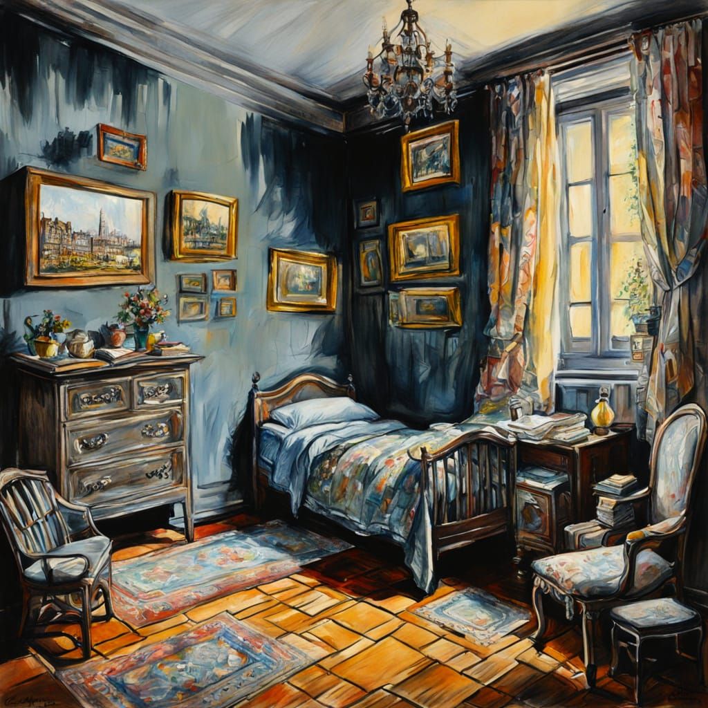 Detailed Baby Room in Epic Impressionist Gouache Style
