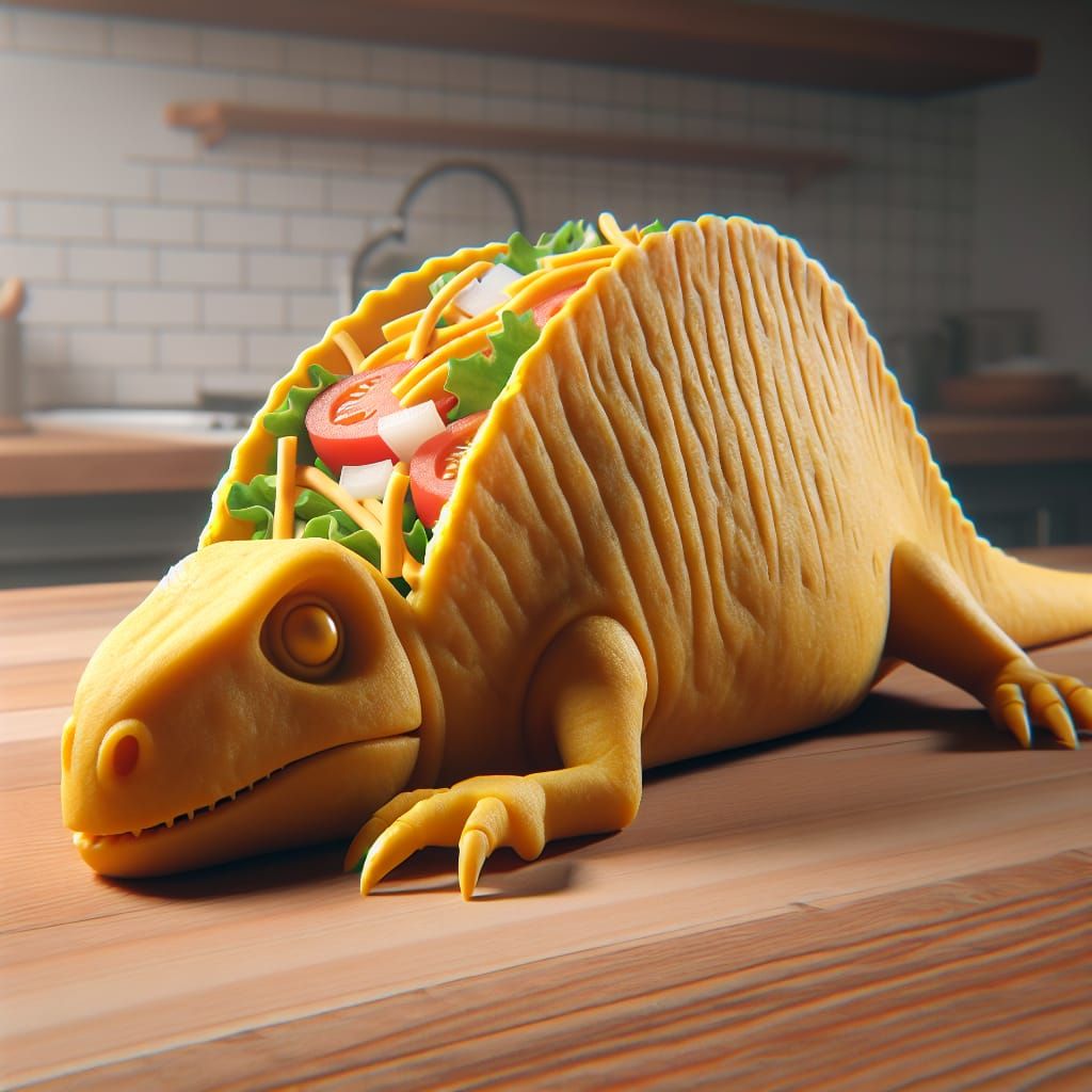 Spinosaurus Taco Food Sculpture in 8k