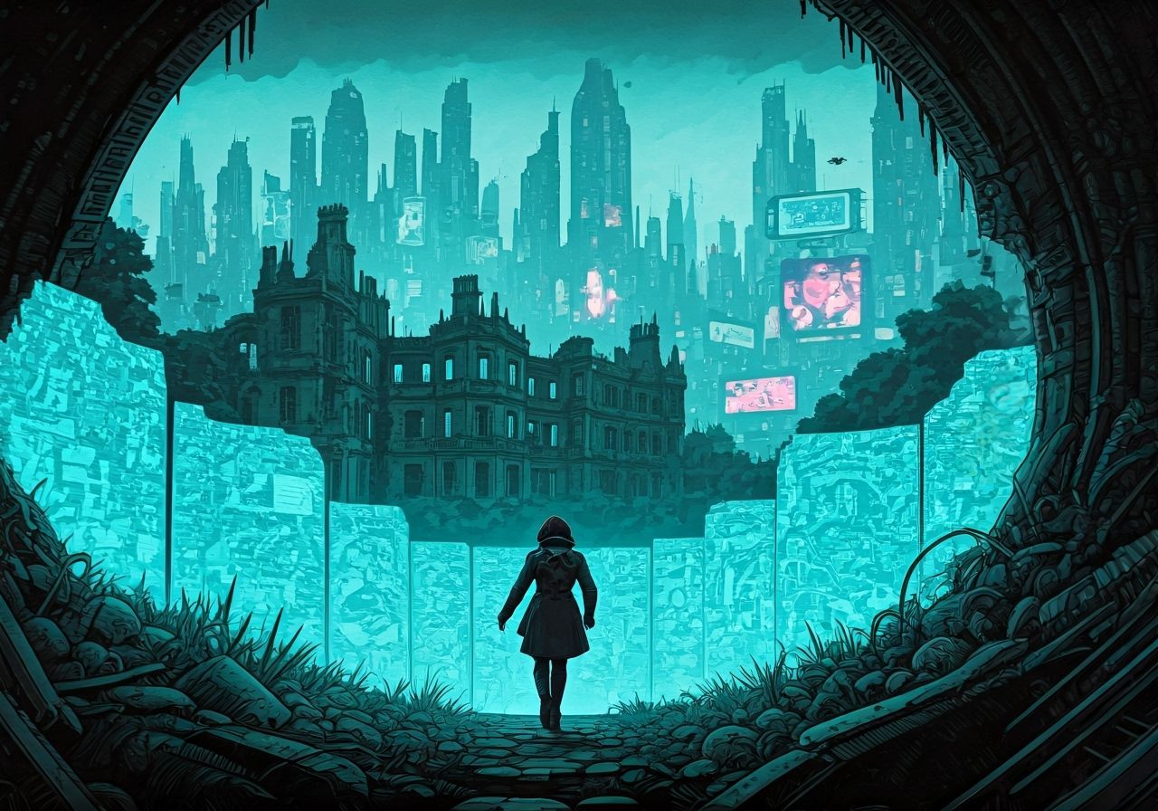 Ashildr Enters Cyberpunk Garden in Graphic Novel Style
