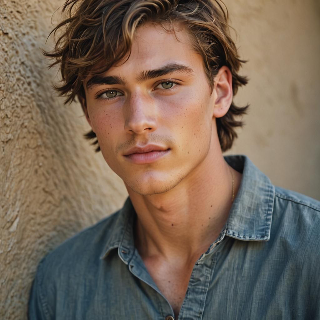 Portrait of a Handsome Young Man in Soft Light