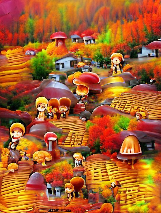 Enchanted Mushroom Village in Forest