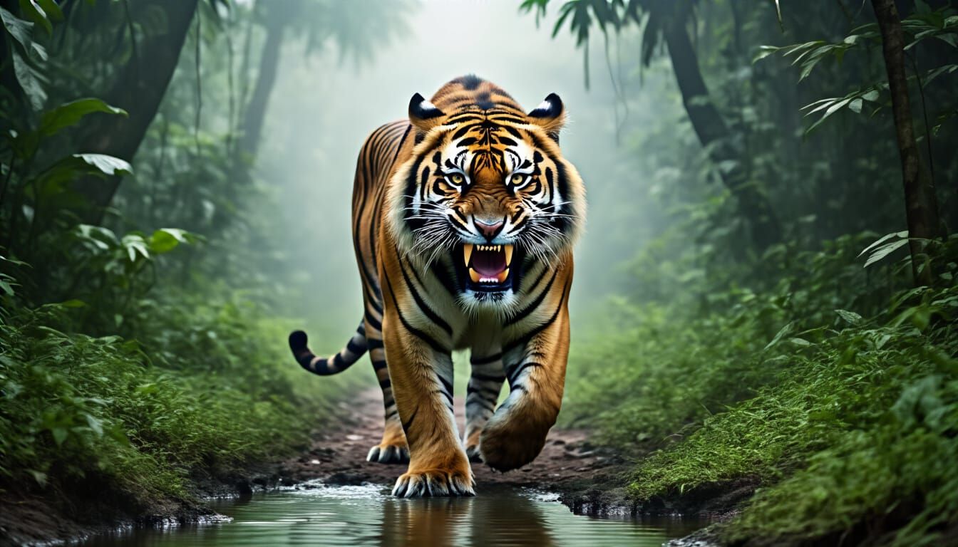 Majestic Bengal Tiger in Jungle Mist