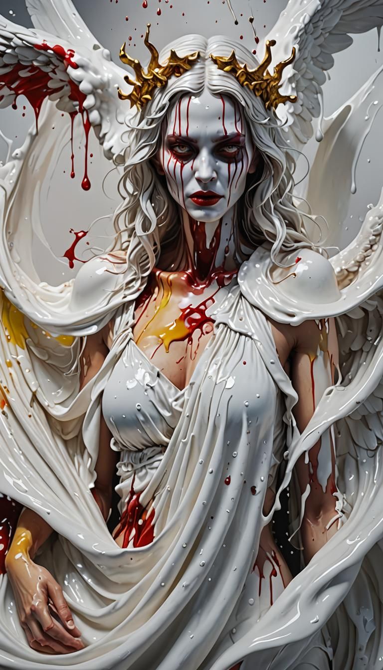 Demonic Angel Mother Breastfeeding: Hyper-Realistic Art